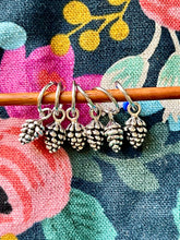 Load image into Gallery viewer, Pine Cone Stitch Markers - Silver
