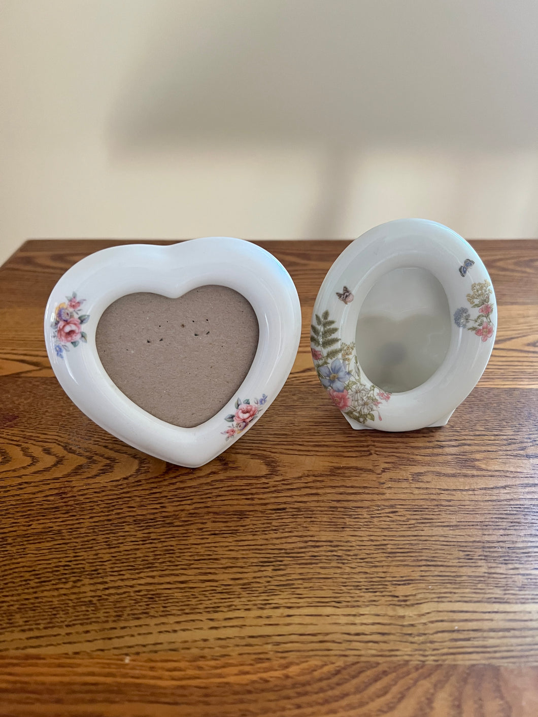 Pair of White Ceramic Mini Picture Frames