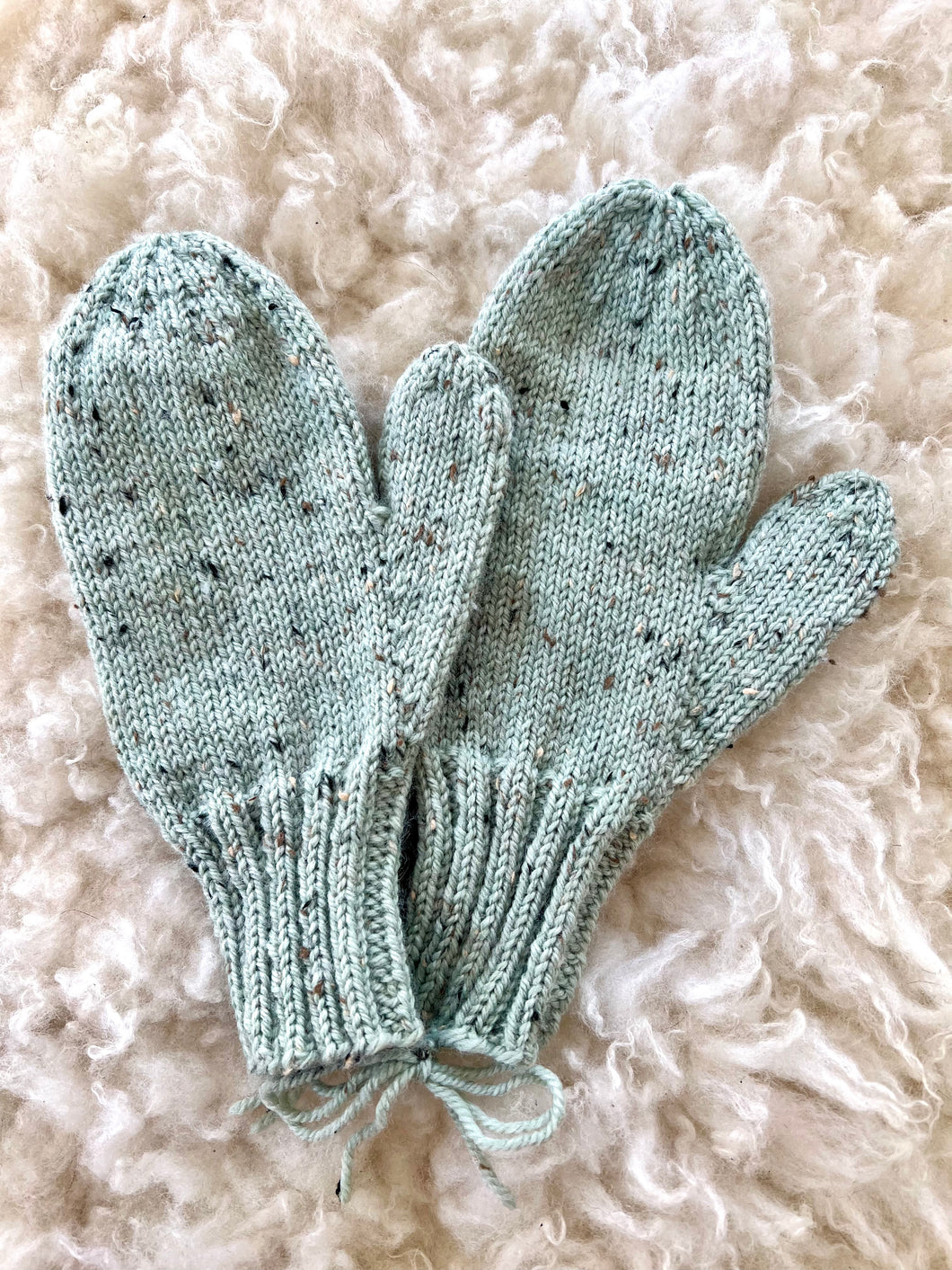 Hand Knit Mittens, Blue