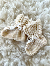 Load image into Gallery viewer, Hand-Crocheted Baby Booties, White
