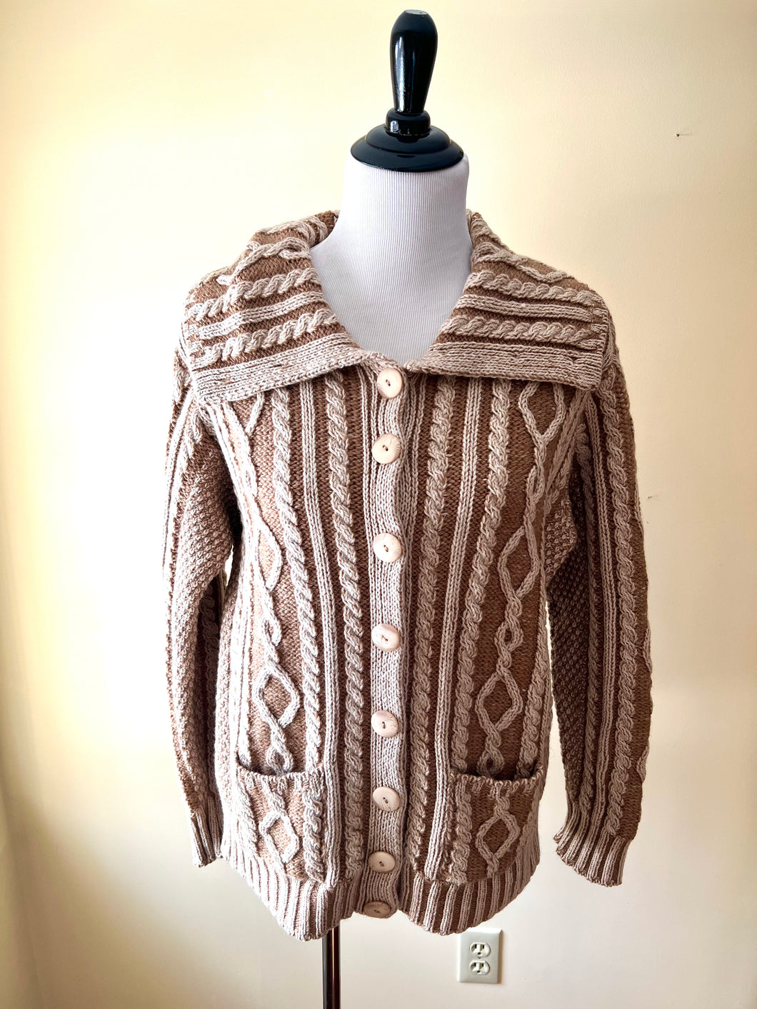 Vintage Aran Crafts Merino Wool Cardigan