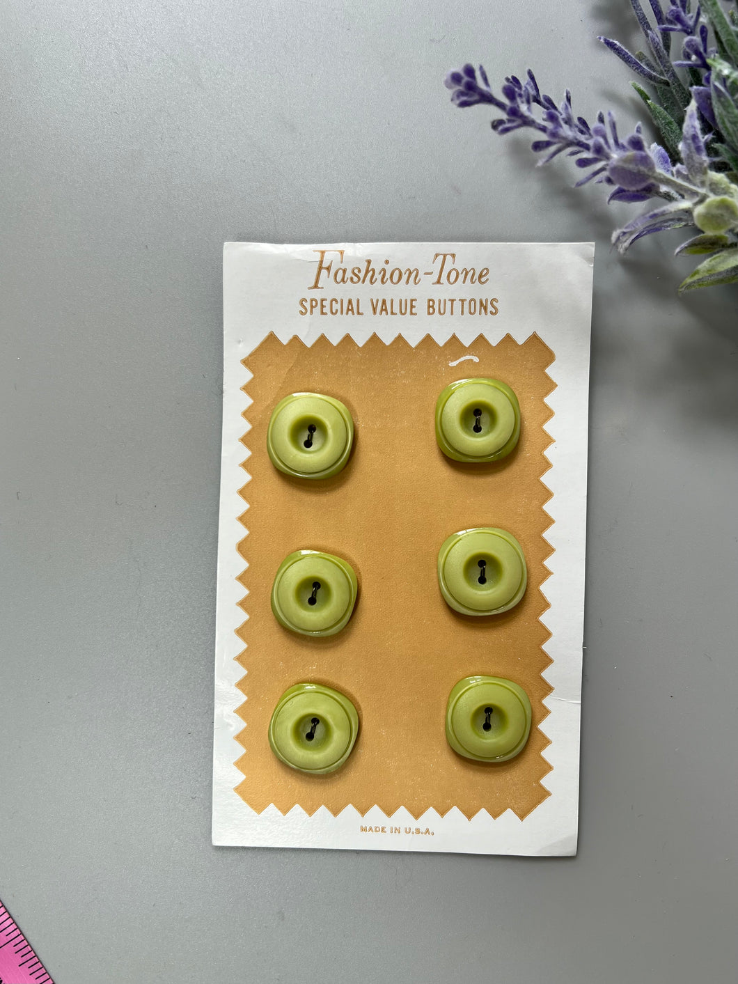 Vintage Buttons, Green Set of 6