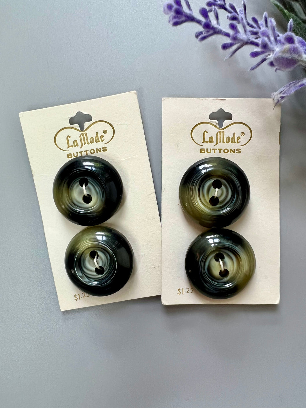 Vintage Green Buttons, Set of 4