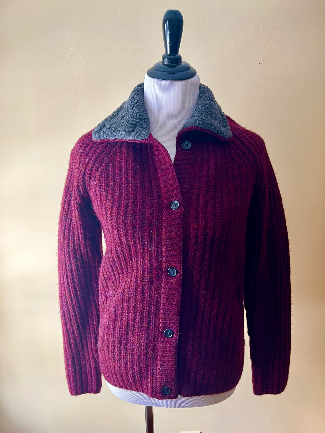 Woolrich Wool Cardigan, Wine Color