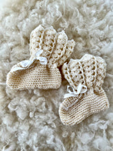 Load image into Gallery viewer, Hand-Crocheted Baby Booties, White
