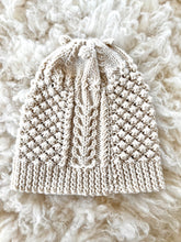 Load image into Gallery viewer, Hand Knit Cable Hat with Bobbles, White
