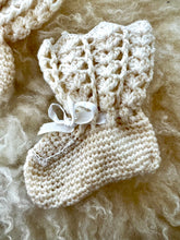 Load image into Gallery viewer, Hand-Crocheted Baby Booties, White
