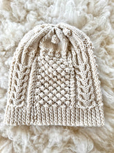 Load image into Gallery viewer, Hand Knit Cable Hat with Bobbles, White
