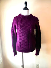 Load image into Gallery viewer, Hand-Knit Cable Sweater, Plum
