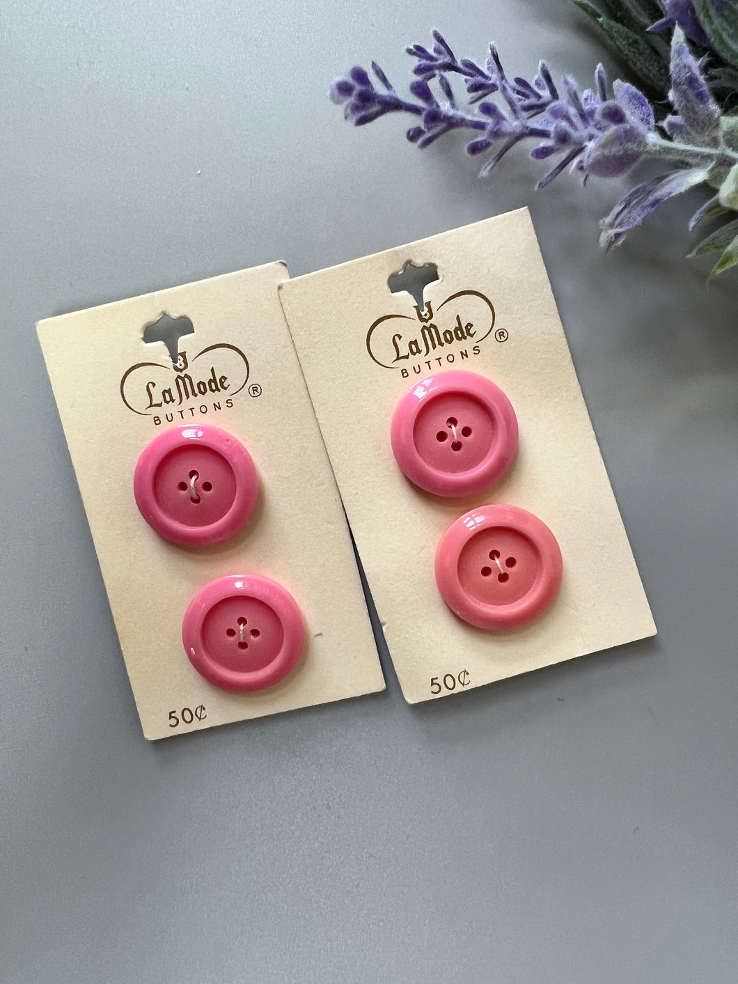 Vintage Buttons, Pink, Set of 4