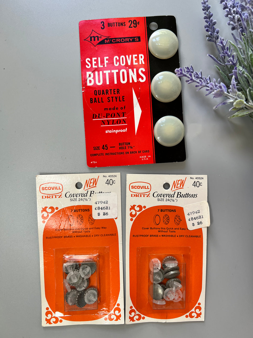 Vintage Self-Cover Button Sets