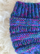 Load image into Gallery viewer, Hand Knit Beanie, Navy and Pink Multicolor

