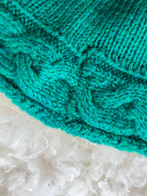 Load image into Gallery viewer, Hand Knit Child&#39;s Beanie, Aqua Cabled
