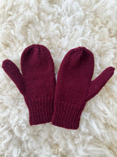 Load image into Gallery viewer, Hand-Knit Hat and Mittens Combo, Maroon
