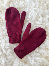 Load image into Gallery viewer, Hand-Knit Hat and Mittens Combo, Maroon
