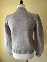 Load image into Gallery viewer, Hand Knit Gray and Pink Striped Sweater
