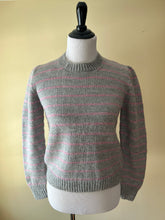 Load image into Gallery viewer, Hand Knit Gray and Pink Striped Sweater
