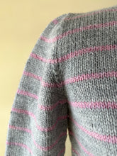 Load image into Gallery viewer, Hand Knit Gray and Pink Striped Sweater
