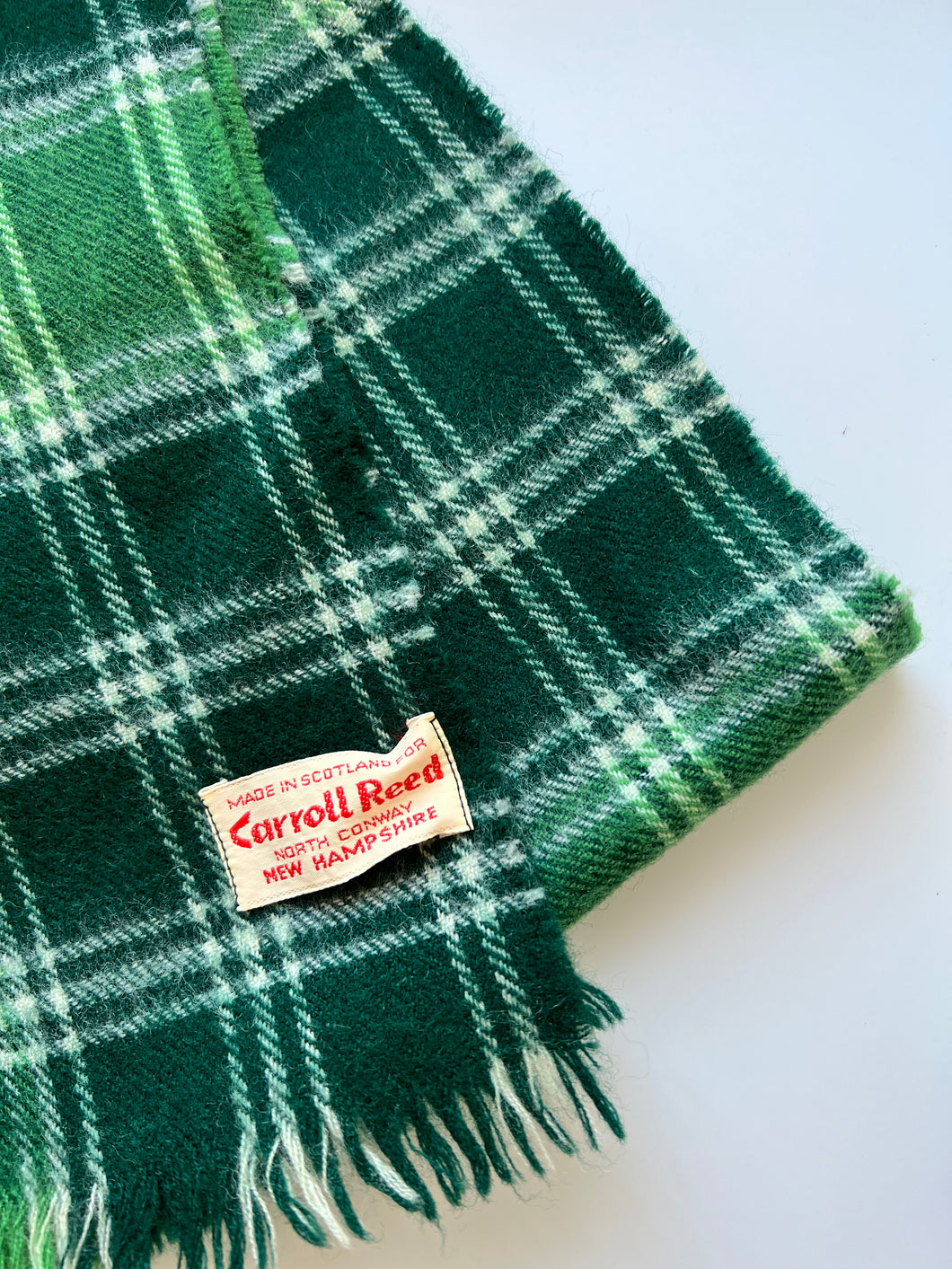 Vintage Woven Green Wool Scarf
