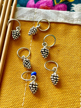 Load image into Gallery viewer, Pine Cone Stitch Markers - Silver
