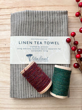 Load image into Gallery viewer, Linen Tea Towels - Navy Striped

